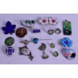 A COLLECTION OF ANTIQUE SILVER AND ENAMEL ARTICLES including earrings etc. (qty)