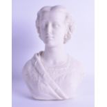 A 19TH CENTURY COPELAND PARIAN WARE BUST OF PRINCESS ALEXANDRA modelled in floral embellished robes.