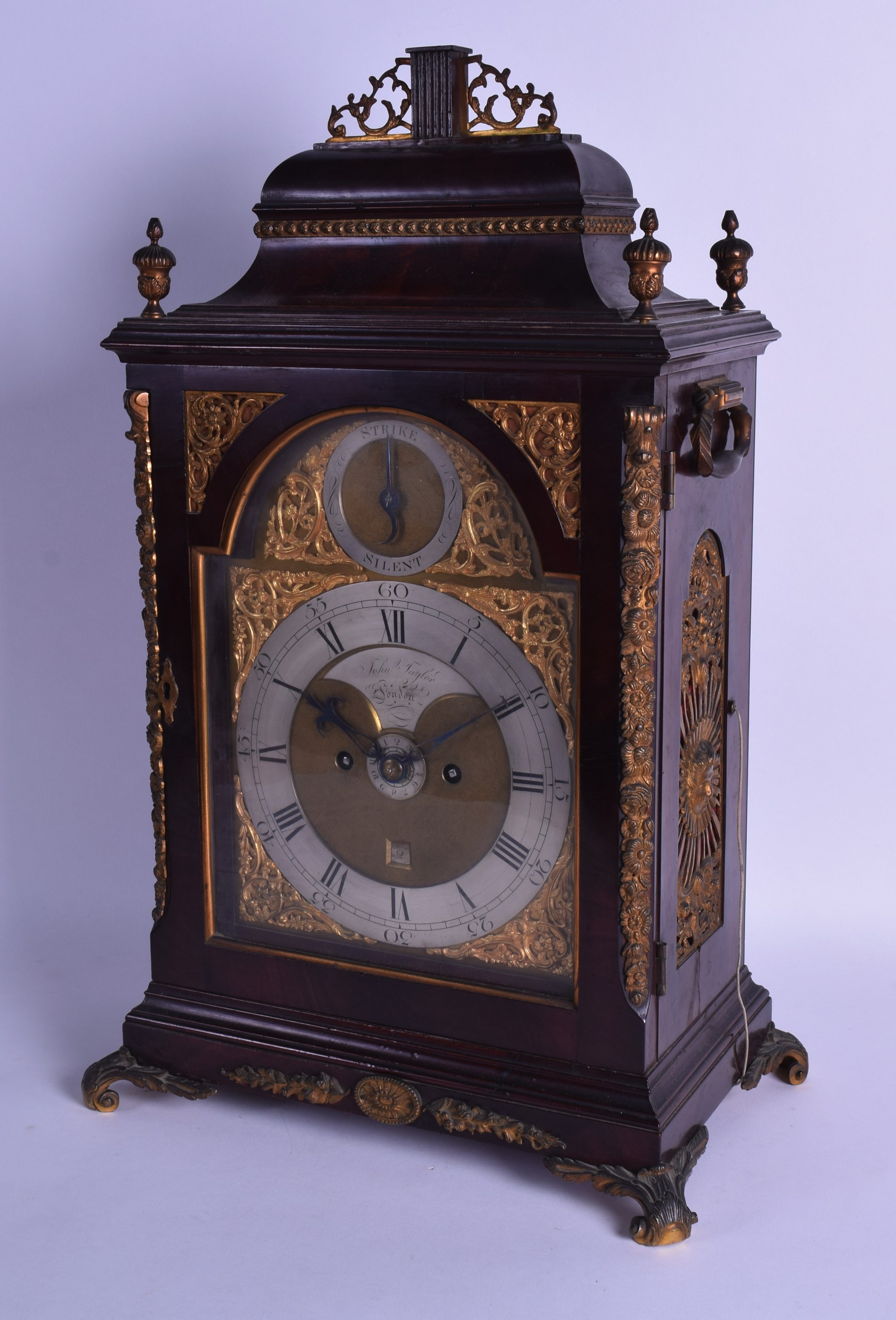 A FINE GEORGE III MAHOGANY PULL REPEATER BRACKET CLOCK by John Taylor of London, with silvered