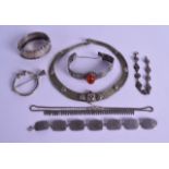 A COLLECTION OF ANTIQUE SILVER JEWELLERY including bangles, necklaces etc. 6.2 oz. (qty)