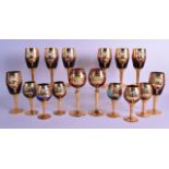 A COLLECTION OF VINTAGE BOHEMIAN FLORAL CRUSTED CUPS of various sizes, with scrolling gilt