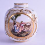 A 19TH CENTURY ITALIAN NAPLES PORCELAIN TEA CADDY decorated in relief with classical figures in