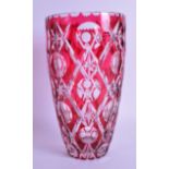 A BOHEMIAN RUBY FLASH CRYSTAL GLASS VASE. 26 cm high.