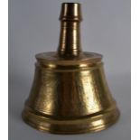 A Fine Brass Candlestick, Egyptian, Geometric Design, 16th Century, incised all over with motifs and