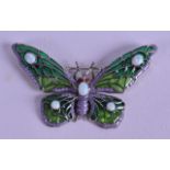 A SILVER PLIQUE A JOUR BUTTERFLY BROOCH.