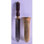 A SIEBE GORMAN & CO BRASS BOUND DIVERS KNIFE. 32 cm long.