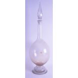 A VERY LARGE BOHEMIAN OR VENETIAN CLEAR GLASS BOTTLE AND STOPPER of bulbous form. 77 cm high.