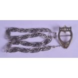 AN ARTS AND CRAFTS CELTIC SILVER NECKLACE together with similar pendant. (2)