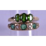 A 9CT GOLD AND EMERALD RING together with another 9ct gold ring. 4.4 grams. (2)