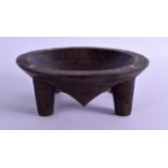 A FIJIAN CARVED WOOD KAVA BOWL inlaid with shell motifs and zig zag motifs. 18 cm diameter.