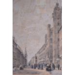 AFTER SWARBRECK (1837), Framed Print, Irongate Glasgow, figures in street. 45 cm x 30 cm.