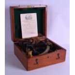 A CASED ANTIQUE H HUGHES AND SON OF LONDON SEXTANT. Sextant 22 cm x 19 cm.