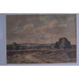 EDWIN HARRIS (British), Framed Watercolour, signed, a farmer in a landscape. 25 cm x 37 cm.