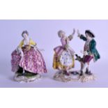 A 19TH CENTURY CONTINENTAL PORCELAIN FIGURAL GROUP depicting a male and female dancing & a French