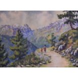 DINA NATH WALLI (1908-2006 Indian), Framed Watercolour, signed, "The Circular Road, Gulmarg". 26