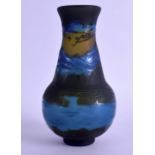 A FRENCH GALLE CAMEO GLASS VASE decorated with landscapes. 17.5 cm high.