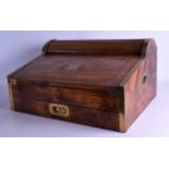 A GOOD LARGE VICTORIAN ROLL TOP BRASS BOUND CAMPAIGN DESK BOX with fully fitted interior. 53 cm x 32