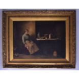 EUROPEAN SCHOOL (Early 20th Century), Framed Oil on Canvas, indistinctly signed, a seated woman in