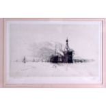 WYLLIE (Early 20th Century), Framed Etching, "H.M.S Terrible & Hindostan". 17 cm x 24 cm.
