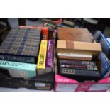 TWO CRATES OF MAINLY ANTIQUE LEATHER BOUND BOOKS etc. (qty)