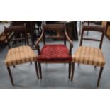 A SET OF THREE ANTIQUE MAHOGANY DINING CHAIRs, with rope twist back splat. (3)