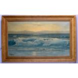 EDUOART MANDON (French), Framed Oil on Canvas, signed, "waves", crashing waves. 42 cm x 79 cm.