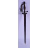 A 17TH/18TH CENTURY SHORT SWORD with wooden handle and steel grip. Impressed marks to blade. 58 cm