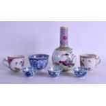 A SET OF THREE 19TH CENTURY CHINESE BLUE AND WHITE TEABOWLS Guangxu mark and period, together with a