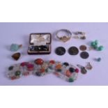 A COLLECTION OF ANTIQUE JASPERWARE DRESS STUDS together with various necklaces, imitation jadeite