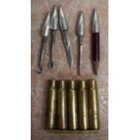 A RARE EARLY 20TH CENTURY MILITARY STYPE AMMUNITION VANITY SET.