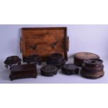 A GROUP OF VARIOUS EARLY 20TH CENTURY CHINESE CARVED HARDWOOD STANDS in various forms, together with