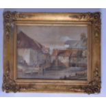 BRITISH SCHOOL (Early 20th Century), Framed Watercolour, figures by a river. 27 cm x 36 cm.