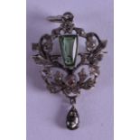 AN ANTIQUE SILVER AND PASTE STONE PENDANT.