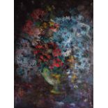 ITALIAN SCHOOL (20th Century), Framed Oil on Canvas, signed,Still life of flowers. 79 cm x 59 cm.