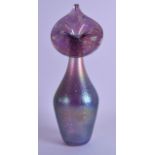 A STYLISH IRIDESCENT TULIP GLASS VASE in the manner of Tiffany & Co. 31.5 cm high.