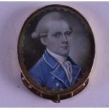 A GOOD 18TH/19TH CENTURY PAINTED IVORY PORTRAIT MINIATURE painted with a portrait of a male