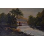 BRITISH SCHOOL (Early 20th Century), Framed Oil on Board, signed, a yacht sailing in a river by a