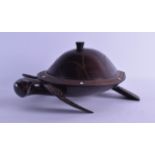 A FIJIAN CARVED HARDWOOD KAVA BOWL AND COVER in the form of a tortoise, carved with geometric