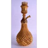 AN UNUSUAL TURKISH OTTOMAN GOLD GILDED COPPER HUKKA PIPE with raised lozenge decoration. 37 cm