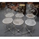 A GOOD SET OF SIX FRENCH ART NOVEAU GARDEN CHAIRS.