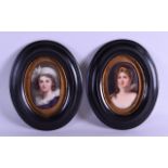 A PAIR OF EARLY 20TH CENTURY GERMAN PAINTED PORCELAIN PANELS depicting female portraits. Image 5