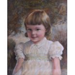 KATLEEN WINIFRIED (British), Framed Oil Painting, pretty young girl in a white dress. 45 cm x 46