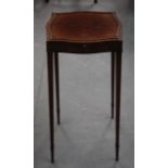 AN EDWARDIAN MAHOGANY HALL TABLE, with slender tapering legs.2 ft high.