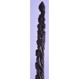 A RARE LARGE 19TH CENTURY CARVED HARDWOOD TRIBAL RITUAL STAFF of figural form, decorated with