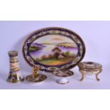 AN EARLY 20TH CENTURY JAPANESE NORITAKE PORCELAIN DRESSING TABLE TRAY together with ring holder,