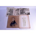 A QUANTITY OF ETCHINGS (19th Century), Unframed, together with a pastel of a gentleman. (5)