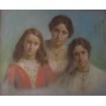 ITALIAN SCHOOL (20th Century), Framed Pastel, indistinctly signed.Three females in family