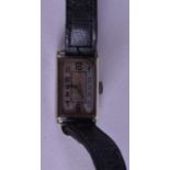 A 1930S 18CT WHITE GOLD RECTANGULAR WRIST WATCH. 1.25 cm x 2 cm.