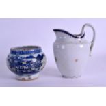 A 19TH CENTURY CHINESE BLUE AND WHITE BRUSH WASHER together with a Qianlong period export helmet