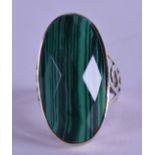 A SILVER AND MALACHITE RING.